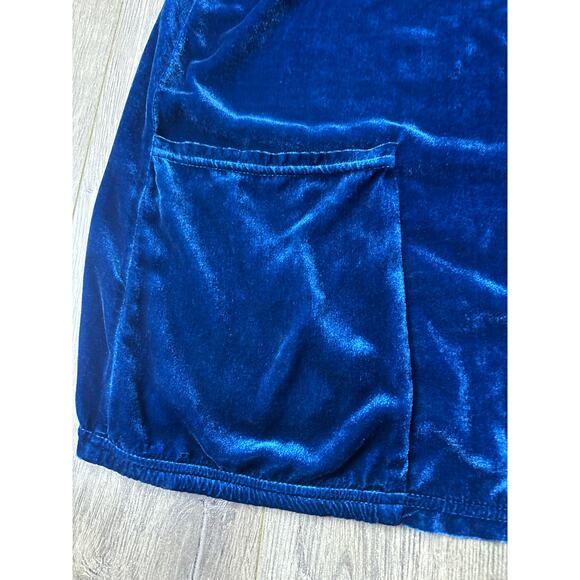 Cut Loose Blue Velvet Oversized Tunic Top Size One Rayon Silk Relaxed Fit - Picture 5 of 9
